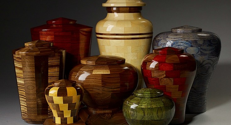 wooden urns