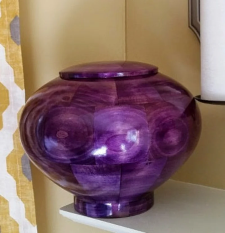 purple cremation urn