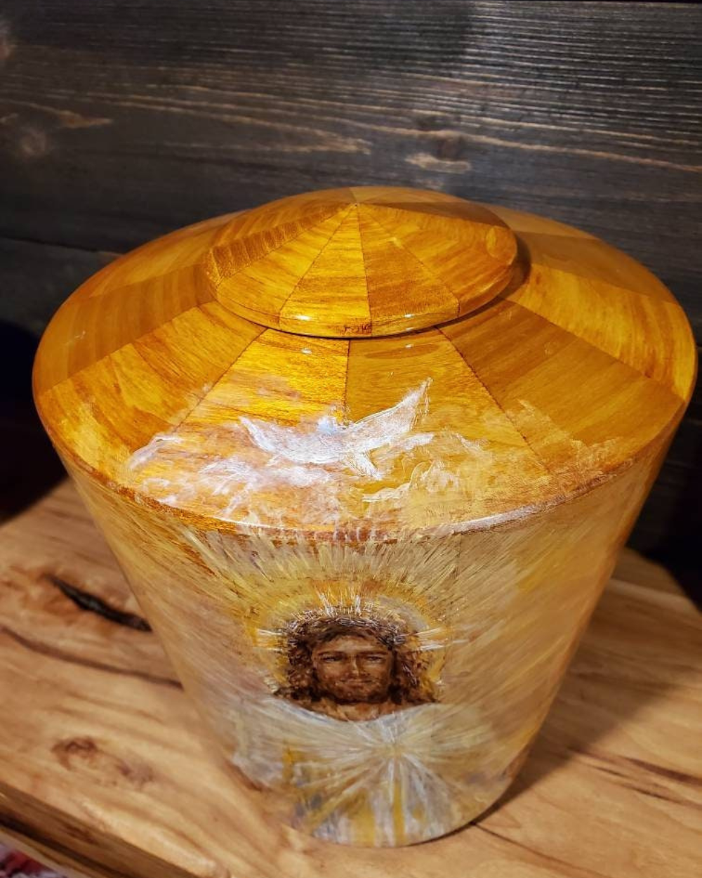 Resurrection Jesus Wooden Cremation Urn