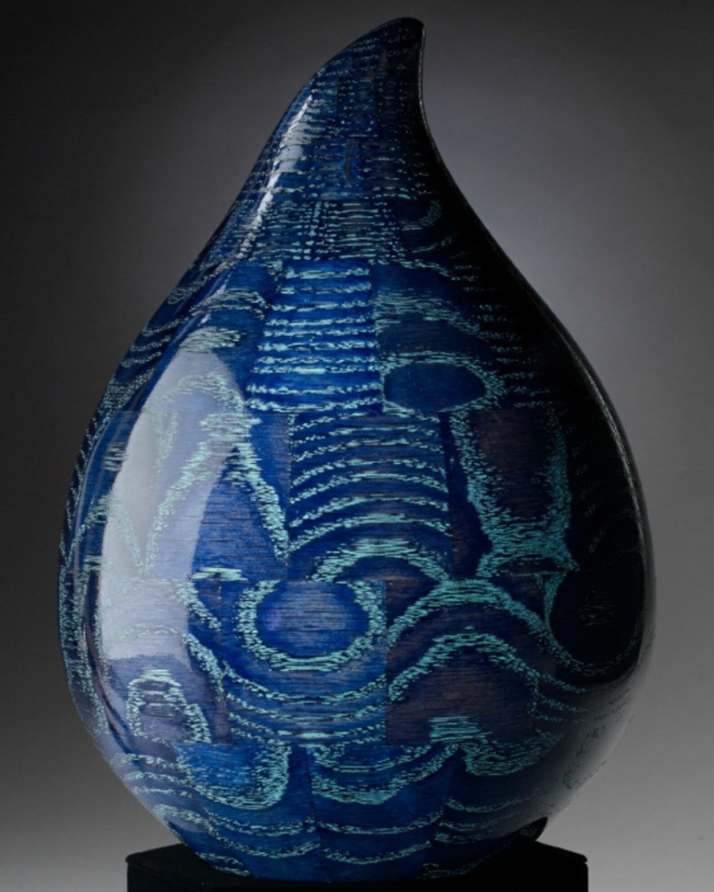 Blue Teardrop Custom Wooden Cremation Urn