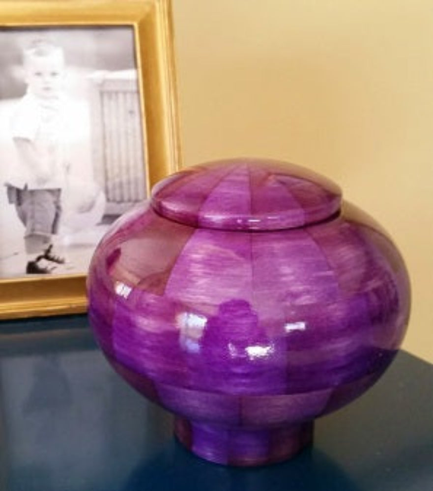 Purple Peony Custom Wooden Cremation Urn