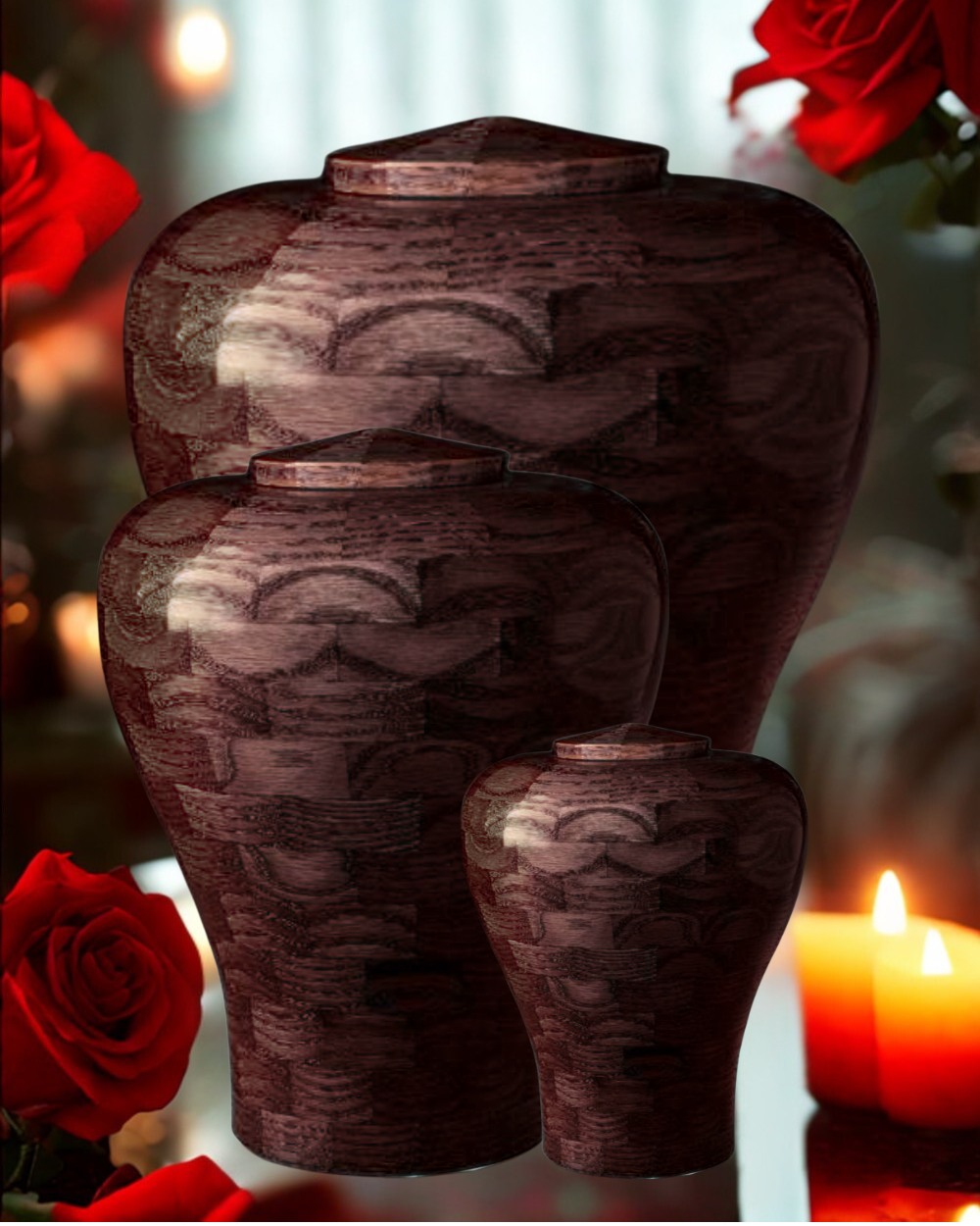 Black Lily Custom Wooden Cremation Urn