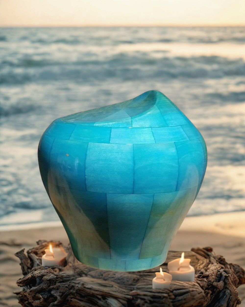 Turquoise Ocean Wave Cremation Urn