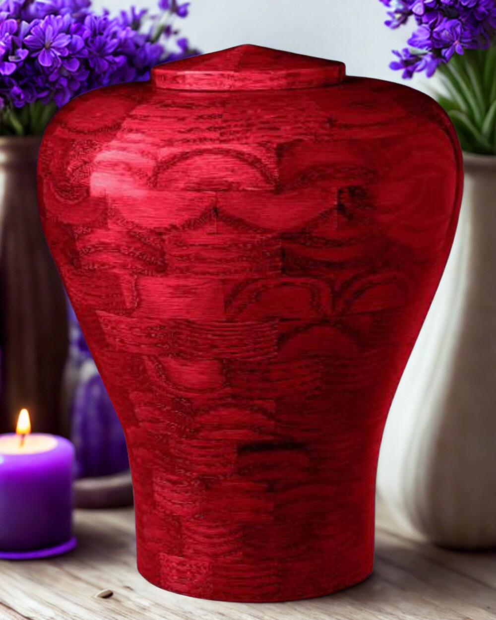 Pink Lily Custom Wooden Cremation Urn