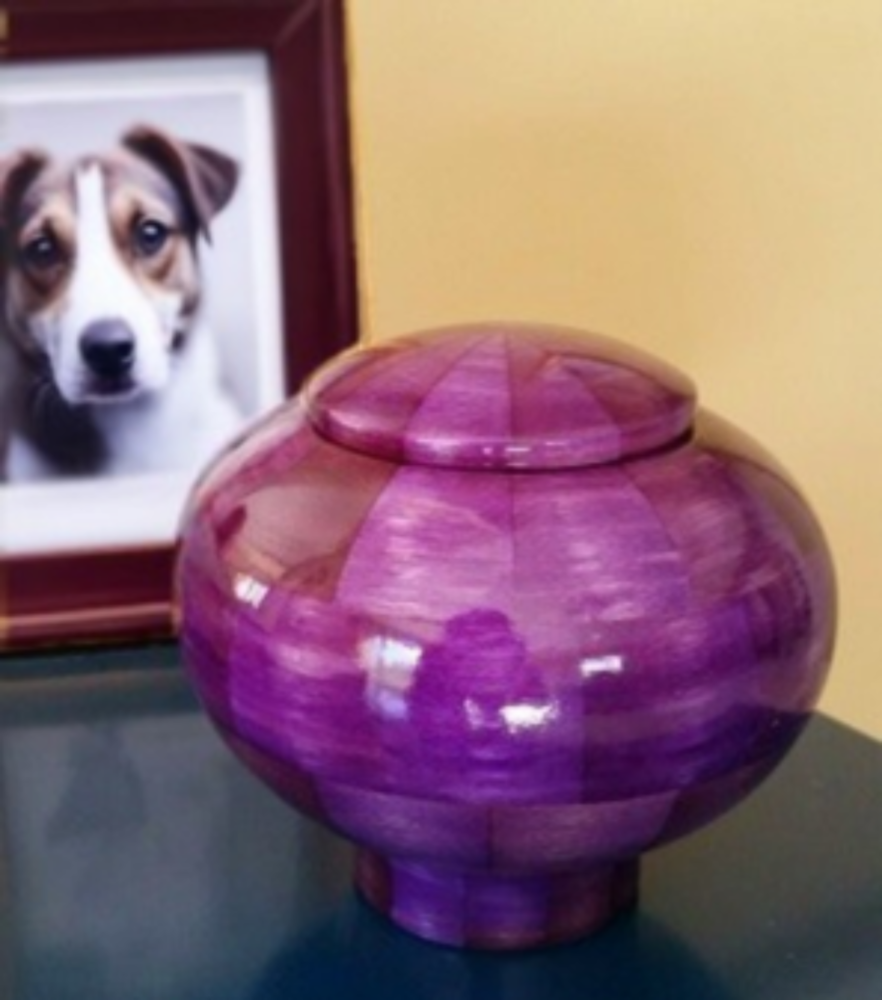 Purple Peony Custom Wooden Pet Cremation Urn