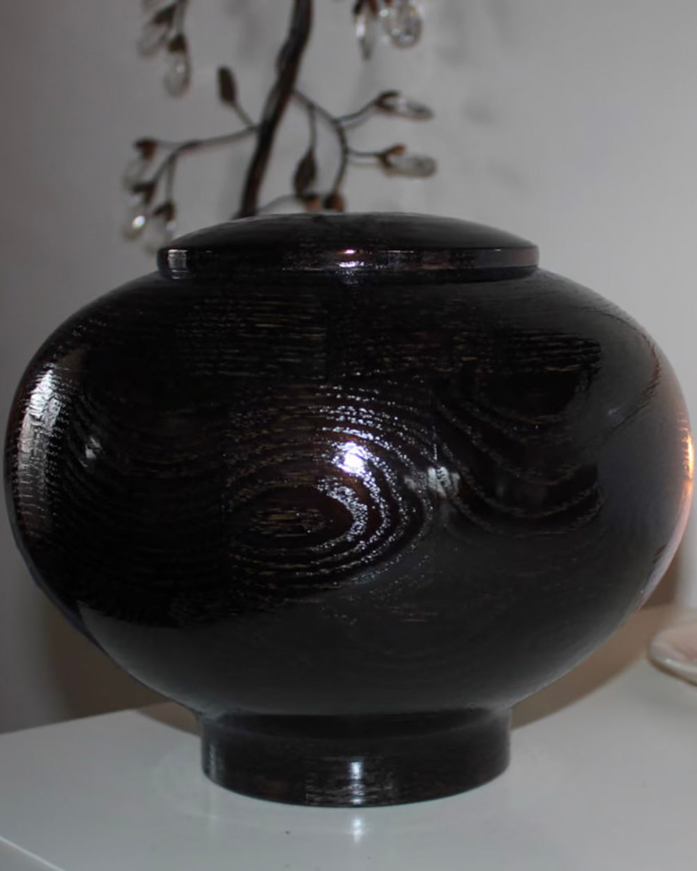 Black Peony Custom Wooden Cremation Urn