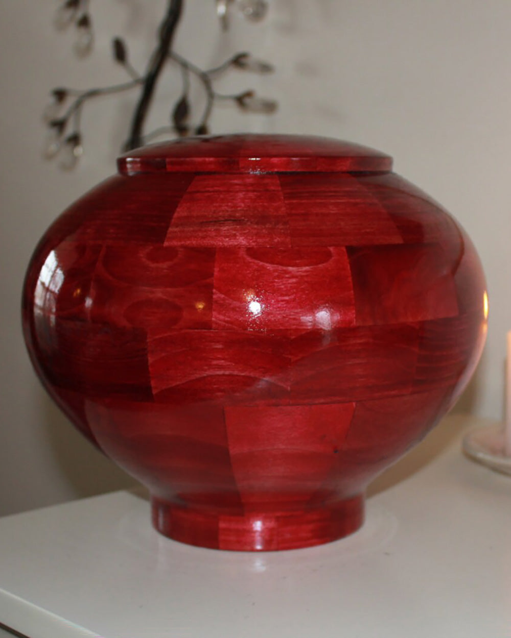 Pink Peony Custom Wooden Pet Cremation Urn