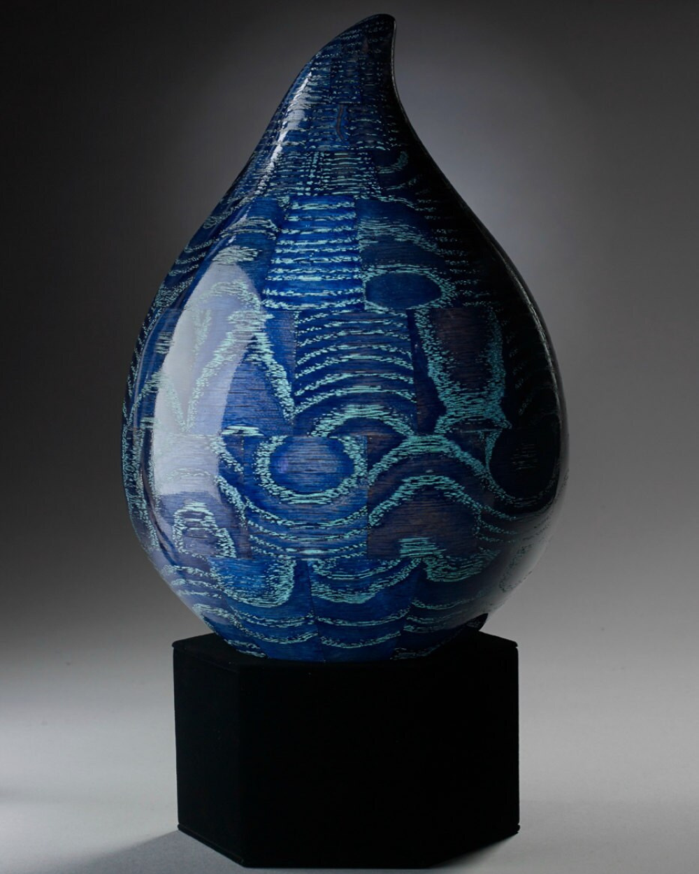 Blue Teardrop Custom Wooden Cremation Urn
