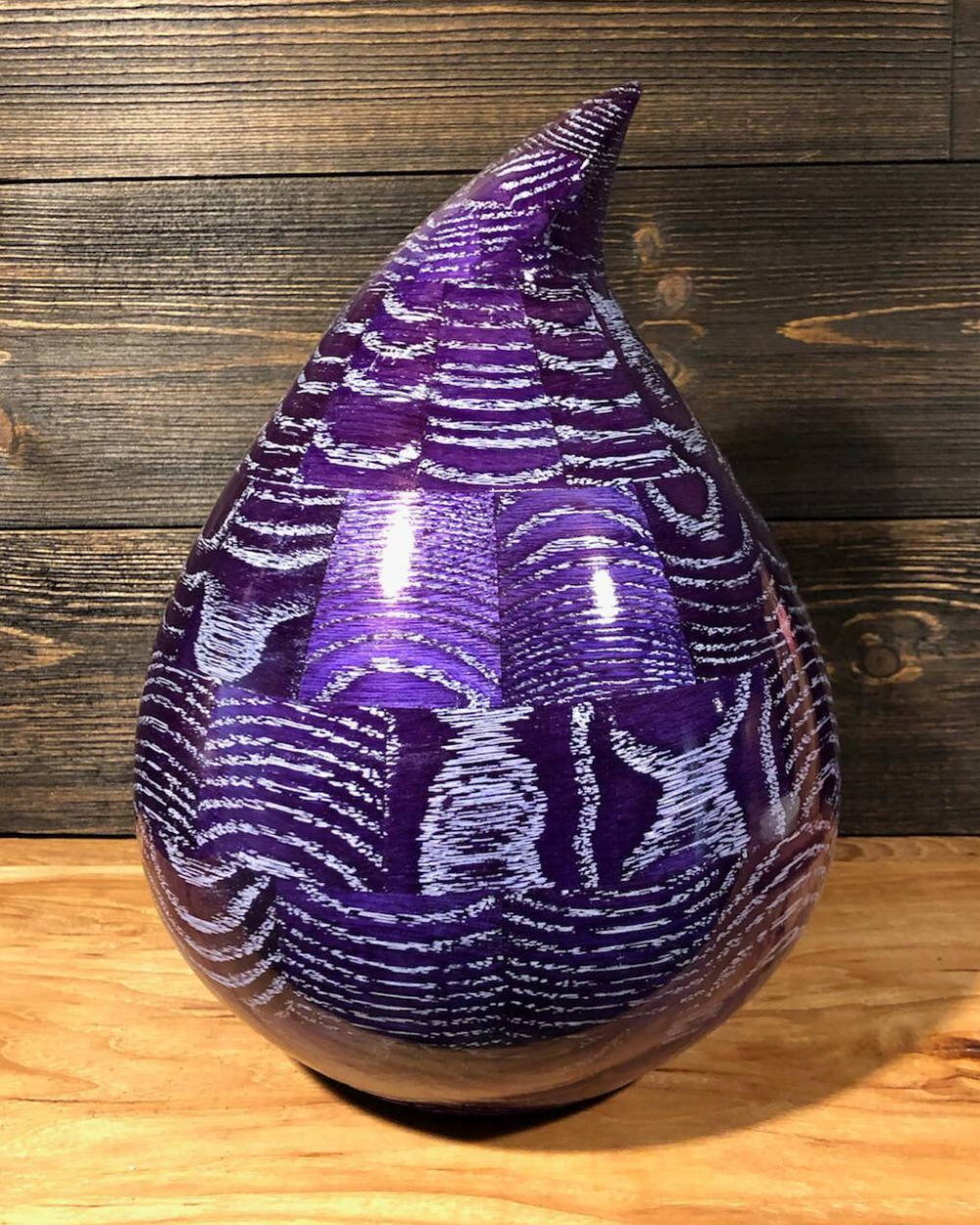 Purple Teardrop Custom Wooden Cremation Urn