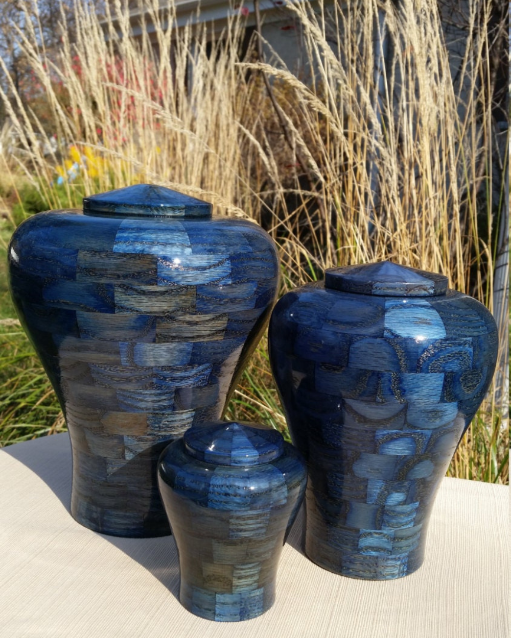 Blue Lily Custom Wooden Cremation Urn