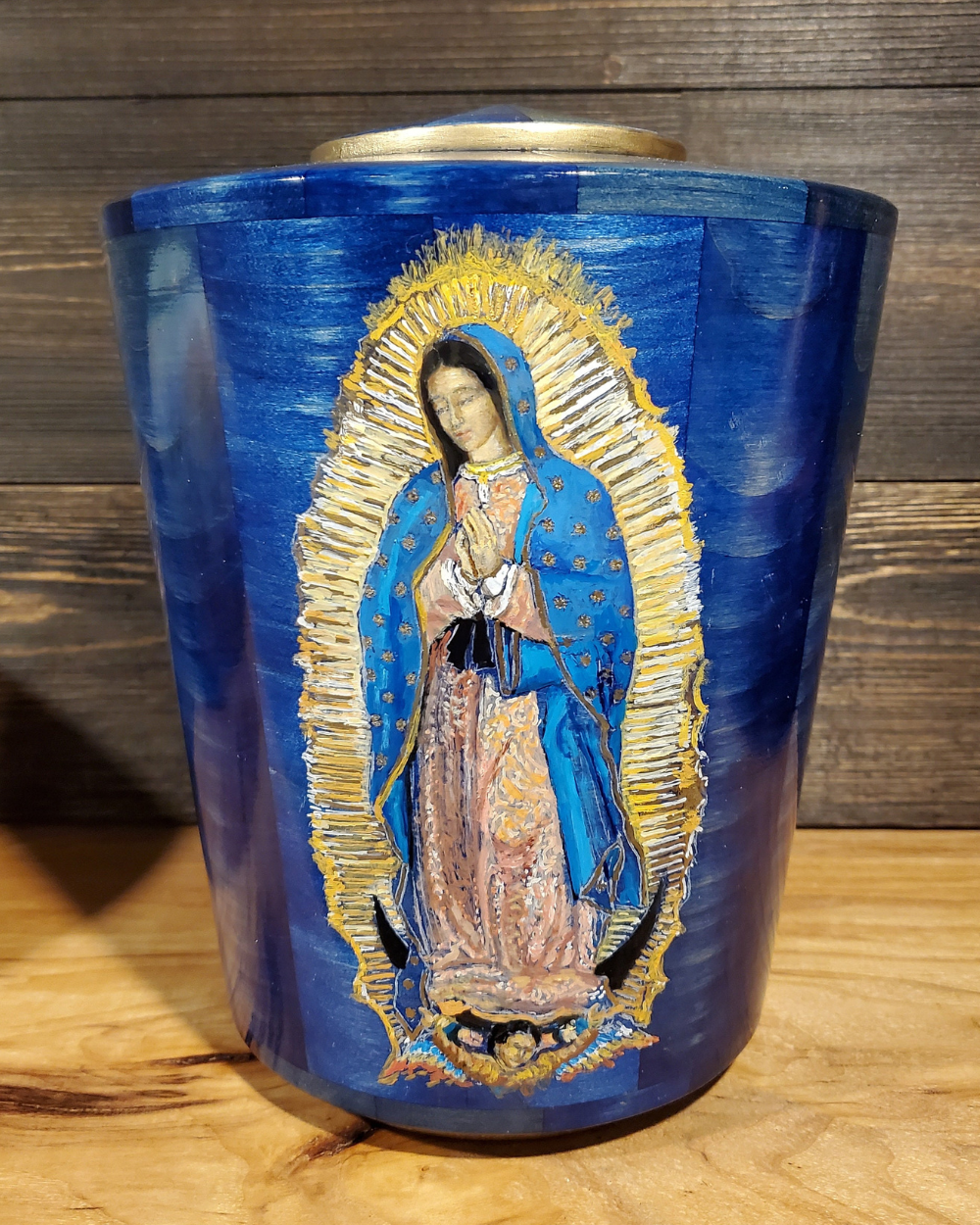 Our Lady of Guadalupe Custom Wooden Cremation Urn