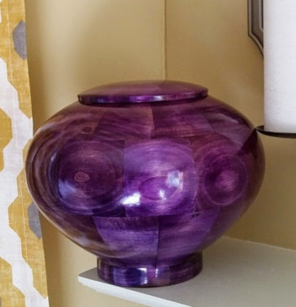 Purple Peony Custom Wooden Cremation Urn